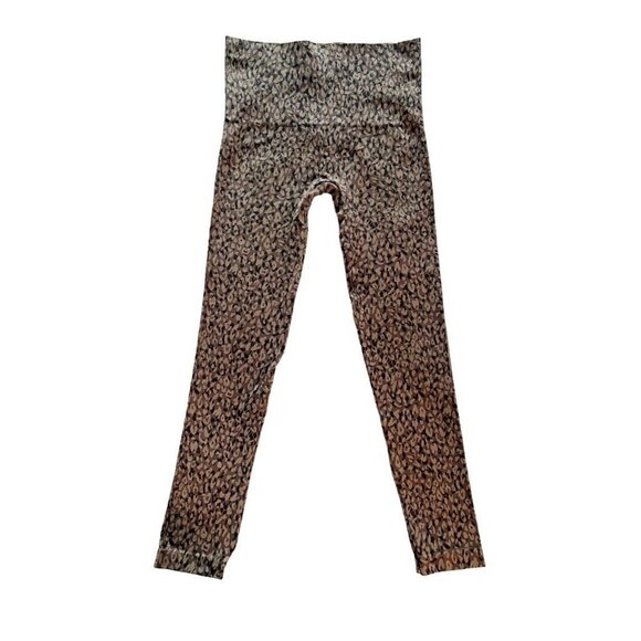 Spanx Look At Me Now Leggings Women's Sz M Brown Mini Leopard Seamless Shaping - Picture 2 of 7